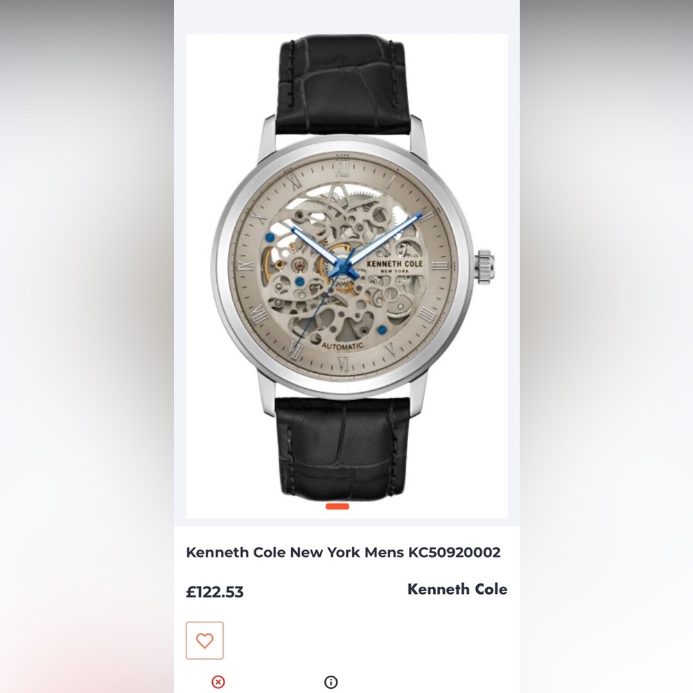 Kenneth Cole Silver and Black Skeleton Men's Watch